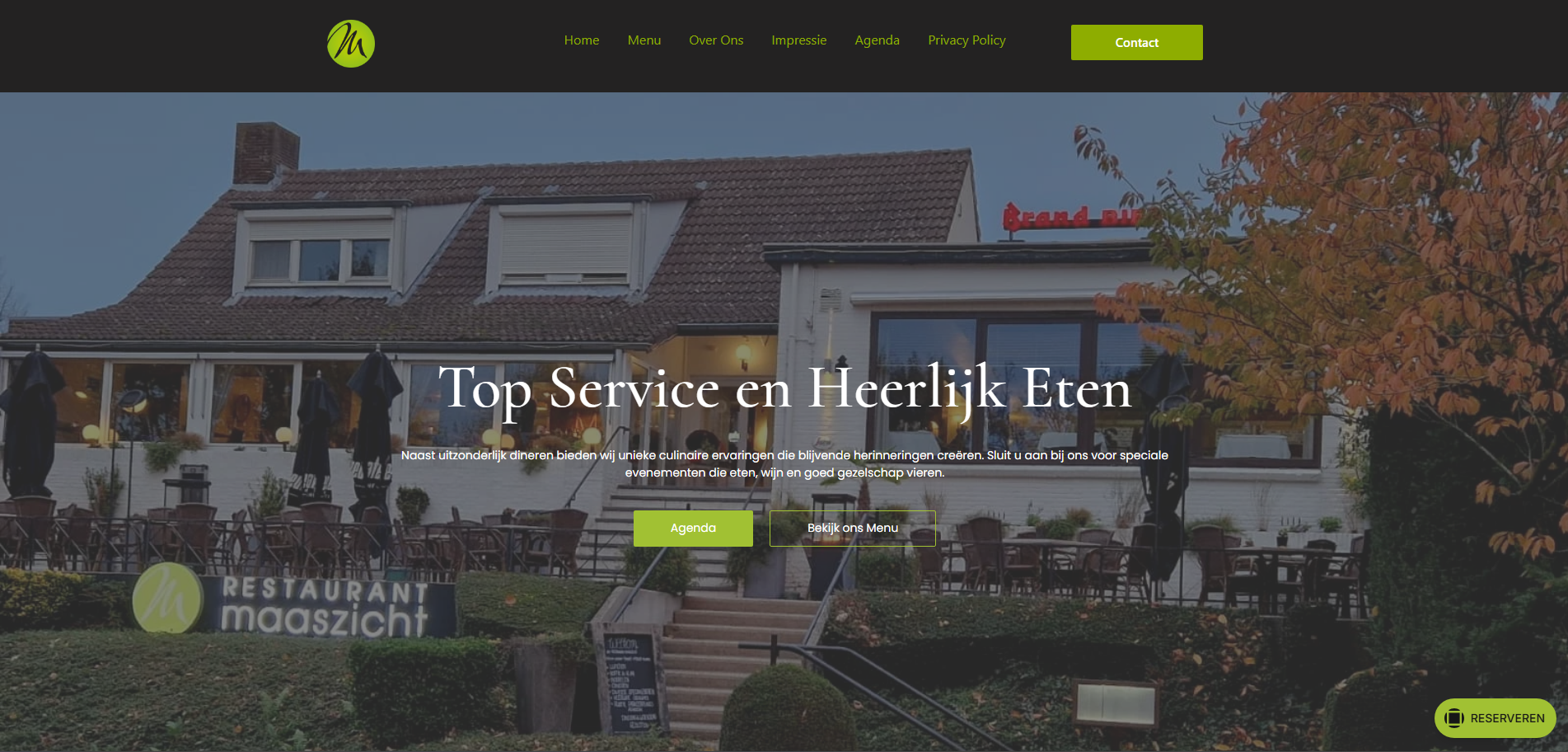 Restaurant Maaszicht website
